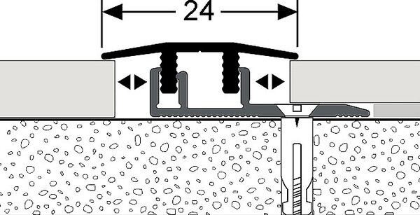 Přechodový profil 24 mm pro krytiny do 7,5 mm (narážecí / šroubovací) | nivelace 4 - 12 mm Stříbro F4