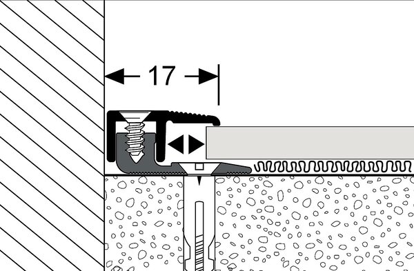 Ukončovací profil 17 mm pro krytiny do 9,5 mm (šroubovací) | nivelace 4 - 12 mm Stříbro F4