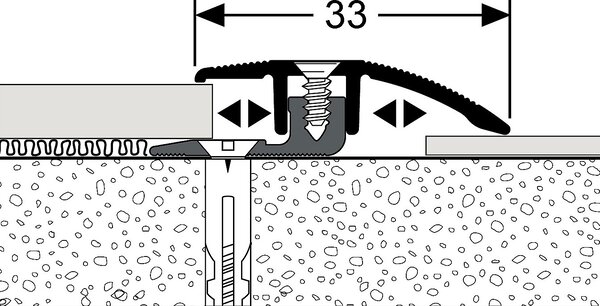 Přechodový spojovací profil 33 mm pro krytiny do 9,5 mm (šroubovací) | nivelace 4 - 12 mm Stříbro F4