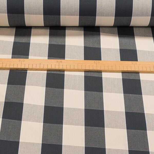 Potahové akrylové plátno (dralon, teflon) na zahradní nábytek, šedo-krémová kostka, š.140cm (látka v metráži)