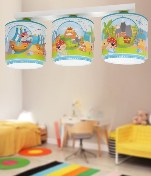 Dalber 60653 - Dětské stropní svítidlo PIRATE ISLAND 3xE27/15W/230V