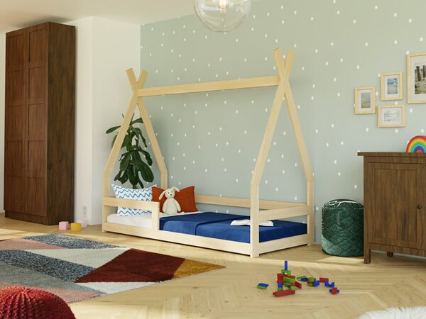 Dětská nízká postel SAFE 9v1 ve tvaru teepee se zábranou - Cihlová, 90x160 cm, S jednou zábranou