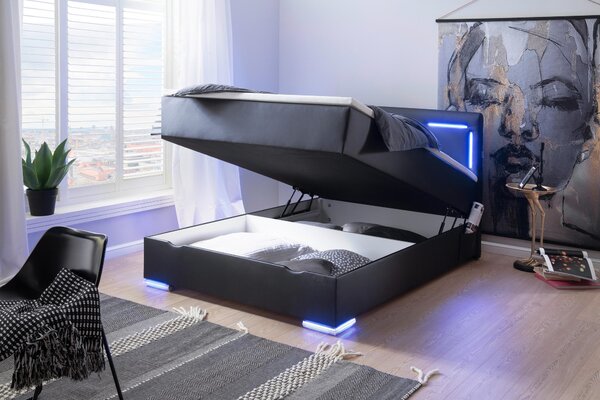 POSTEL BOXSPRING, 120/200 cm, černá Xora - Jednolůžkové postele, Online Only