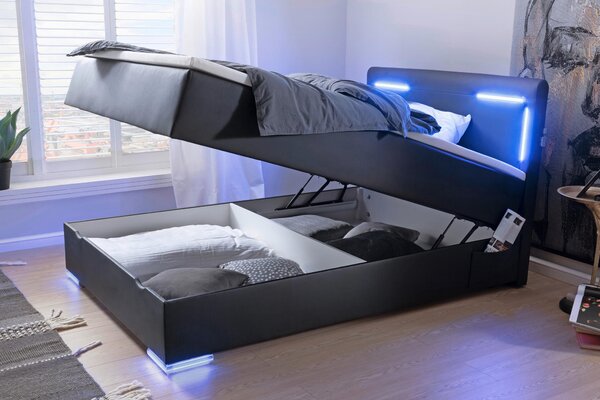 POSTEL BOXSPRING, 120/200 cm, černá Xora - Jednolůžkové postele, Online Only