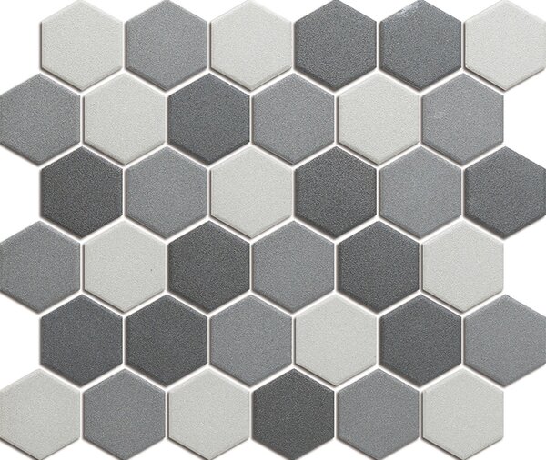 The Mosaic Factory Keramická mozaika šedá Mozaika HEX 5 Dark Grey Mix 5,1x5,9 (28,1x32,5) cm - LOH10MIX1