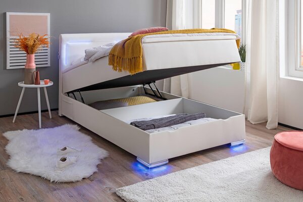 POSTEL BOXSPRING, 120/200 cm, bílá Xora - Jednolůžkové postele, Online Only