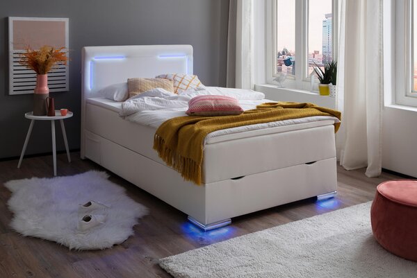 POSTEL BOXSPRING, 120/200 cm, bílá Xora - Jednolůžkové postele, Online Only