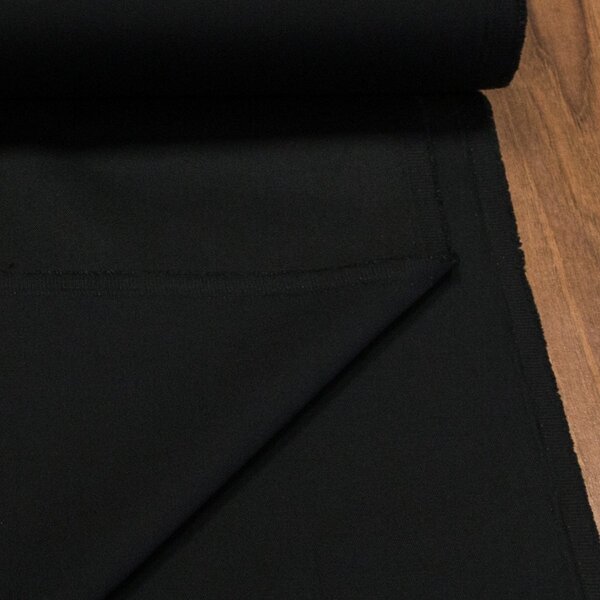 Směsový kepr elastický BRIGSTON ELASTIC BLACK, jednobarevný černý, 250g/m2, š.150cm (látka v metráži)