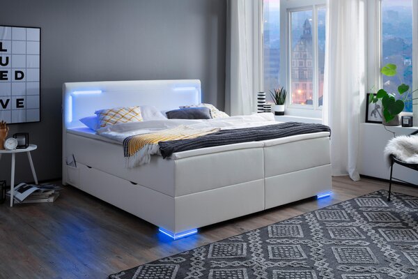 POSTEL BOXSPRING, 180/200 cm, bílá Xora - Manželské postele, Online Only