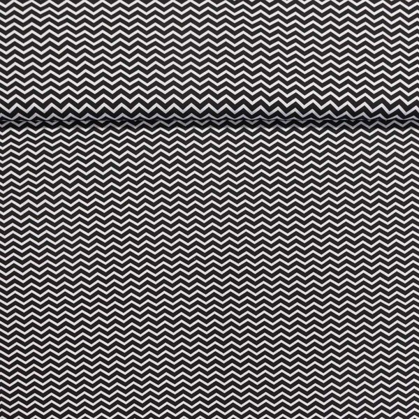 Bavlněné plátno TEZY 13B ZIG ZAG černá, š.150cm (látka v metráži)