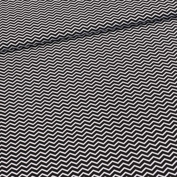 Bavlněné plátno TEZY 13B ZIG ZAG černá, š.150cm (látka v metráži)