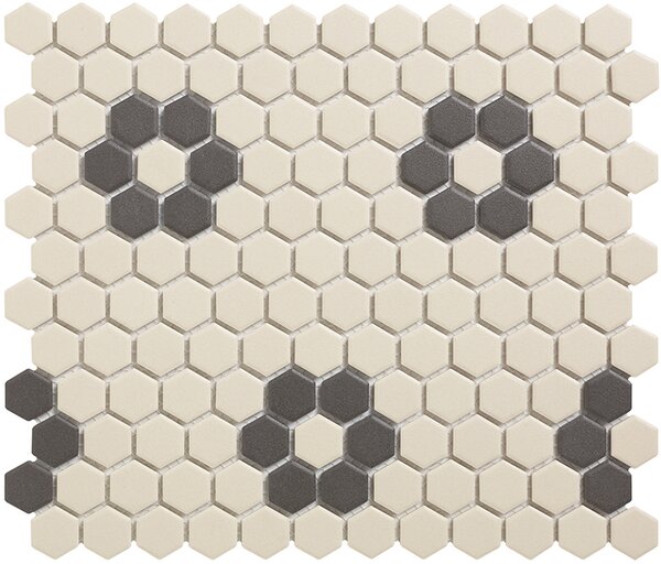 The Mosaic Factory Keramická mozaika bílá; černo-bílá Mozaika HEX 2 Kensington 4 2,3x2,6 (26x30) cm - LOH-Kensington4