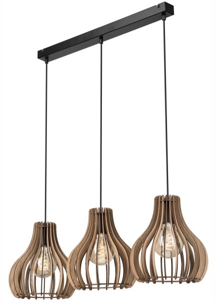 Lustr na lanku TUCCI 3xE27/15W/230V dub/černá