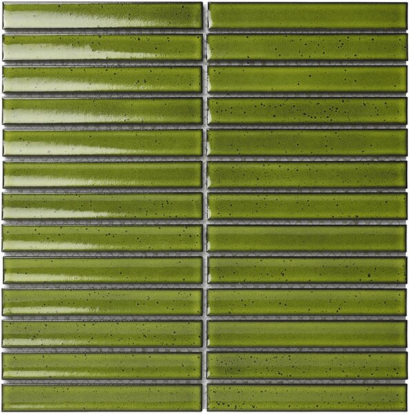 The Mosaic Factory Keramická mozaika zelená Mozaika Green 2x14,5 (29,6x29,9) cm - SEF20550