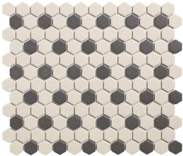 The Mosaic Factory Keramická mozaika bílá; černo-bílá Mozaika HEX 2 Mayfair 36 2,3x2,6 (26x30) cm - LOH-Mayfair36
