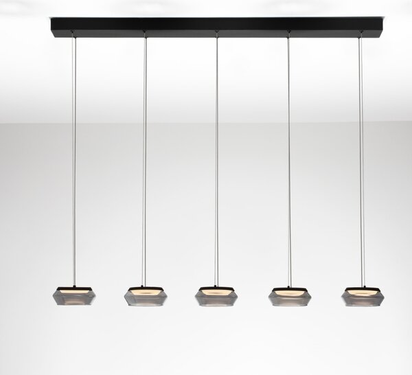 Nova Luce Kouřově šedé skleněné závěsné světlo Jailyn 108 cm