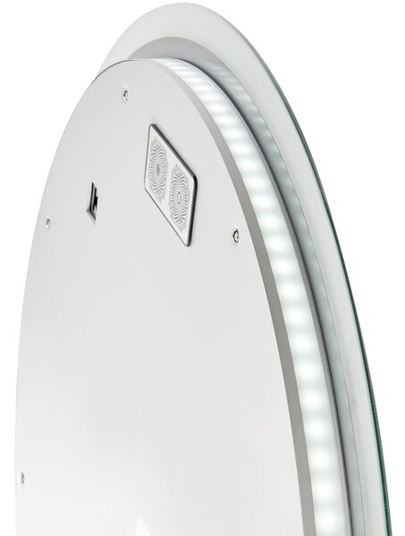 LED koupelnové zrcadlo FIXIN 80 cm 80 cm s reproduktorem Bluetooth Stříbrná