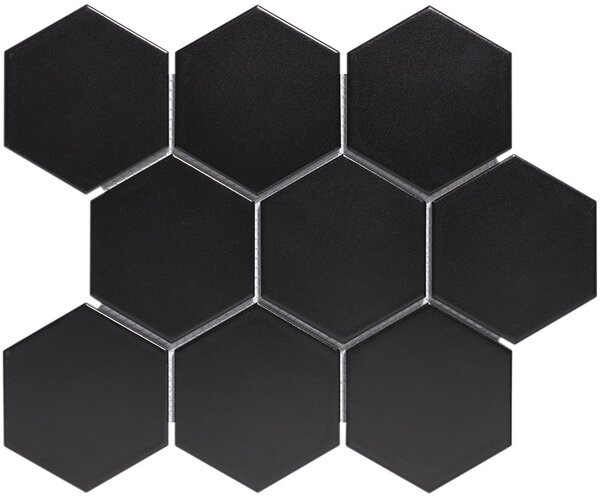 FIN Keramická mozaika černá Mozaika HEXAGON 10 Černá Mat 9,5x11 (29,5x26) cm - AMH95317