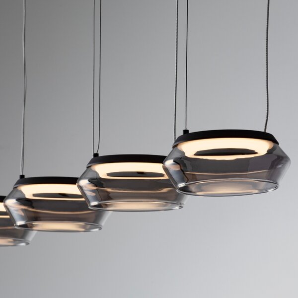 Nova Luce Kouřově šedé skleněné závěsné světlo Jailyn 108 cm