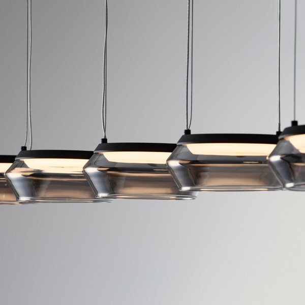 Nova Luce Kouřově šedé skleněné závěsné světlo Jailyn 108 cm