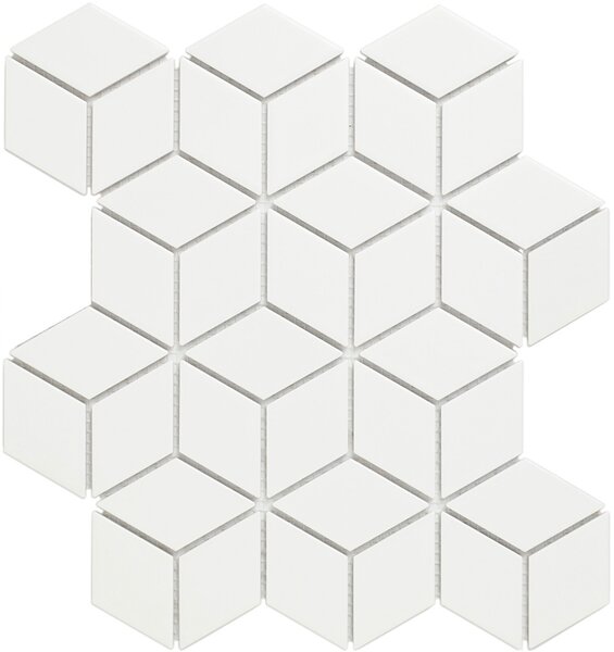 FIN Keramická mozaika bílá Mozaika RHOMBUS L Bílá Mat 4,8x8,3 (26,7x30,9) cm - PACU140