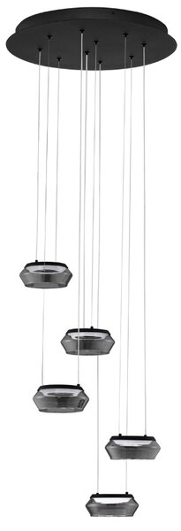 Nova Luce Kouřově šedé skleněné závěsné světlo Jailyn 45 cm