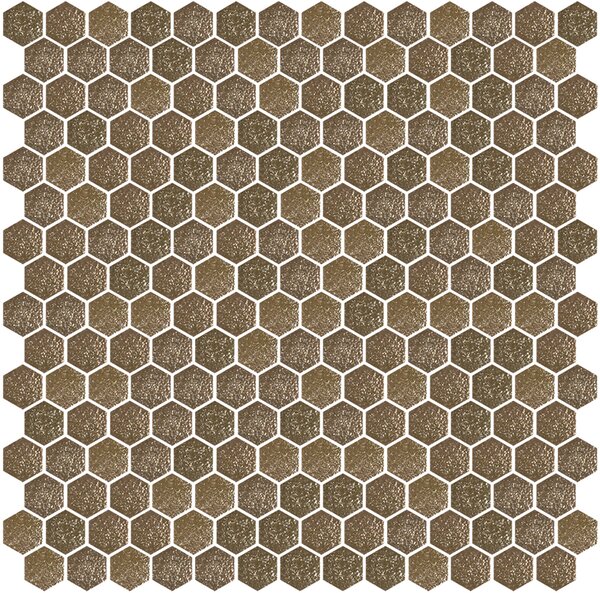 Hisbalit Skleněná mozaika zlatá Mozaika 712 HEXAGON 2,3x2,6 (33,3x33,3) cm - HEX712BH