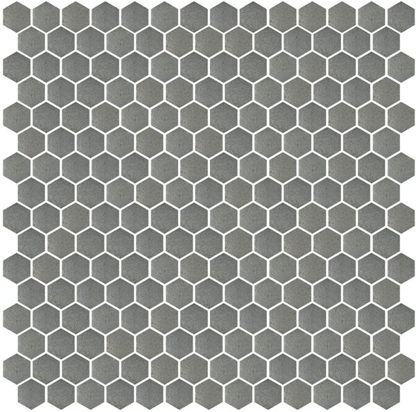 Hisbalit Skleněná mozaika šedá; stříbrná Mozaika 720 HEXAGON 2,3x2,6 (33,3x33,3) cm - HEX720MH