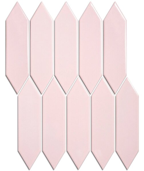 The Mosaic Factory Keramická mozaika růžová Mozaika Picket Pink Glossy 4,8x19,5 (25,8x31,3) cm - PAPIC72