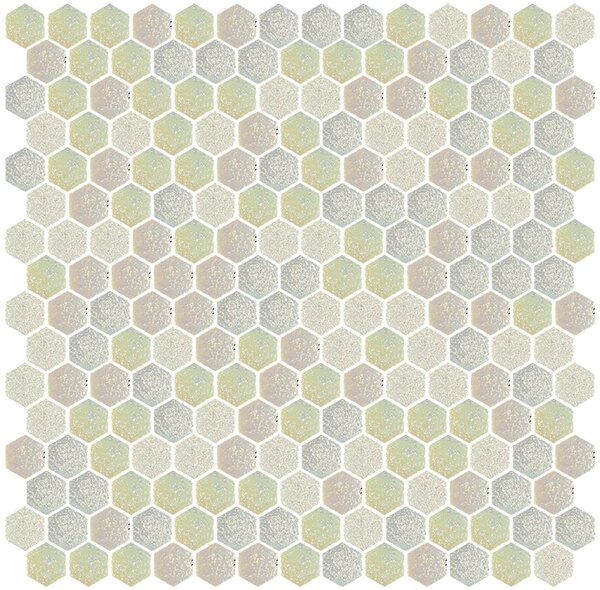 Hisbalit Skleněná mozaika bílá Mozaika 719 HEXAGON 2,3x2,6 (33,3x33,3) cm - HEX719BH