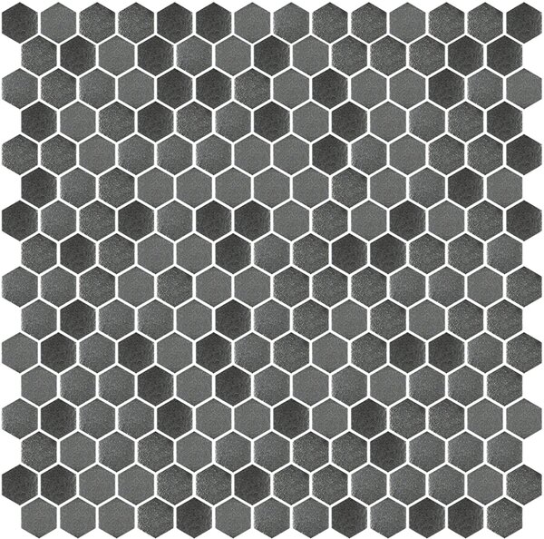 Hisbalit Skleněná mozaika šedá Mozaika 723 HEXAGON 2,3x2,6 (33,3x33,3) cm - HEX723MH
