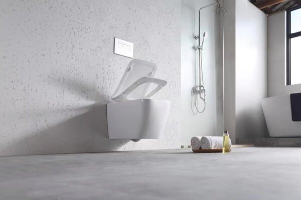 Rea Martin - závěsná WC mísa Rimless 51x37 s pomalu-padajícím sedátkem, bílá, REA-C8006