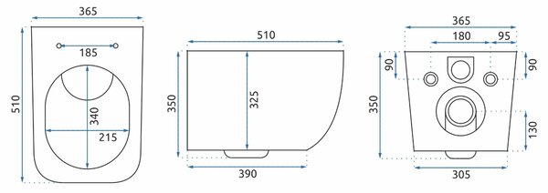 Rea Martin - závěsná WC mísa Rimless 51x37 s pomalu-padajícím sedátkem, bílá, REA-C8006