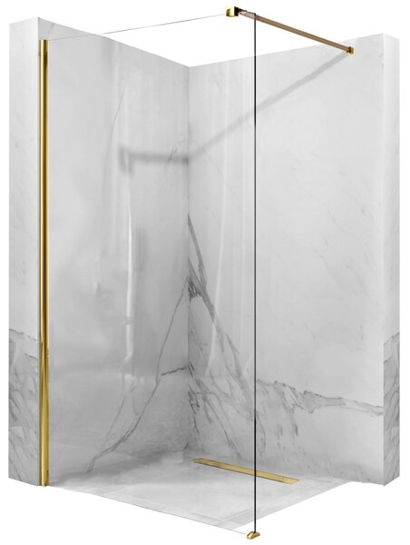 Bezrámová sprchová zástěna REA AERO 80 cm, zlatá/transparent - bez vaničky