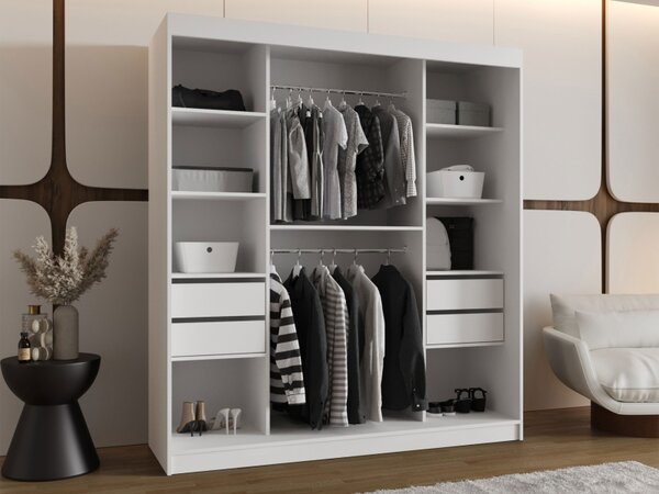 Šatní skříň Grilion 180, Barva: bílá, Zásuvky: Ne 5903211418334