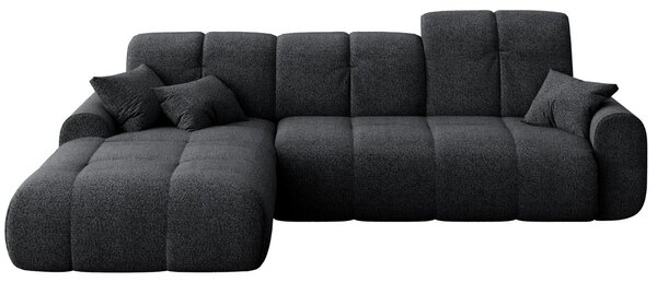 Devichy Antracitově šedá bouclé rozkládací pohovka Tous 290 cm, levá