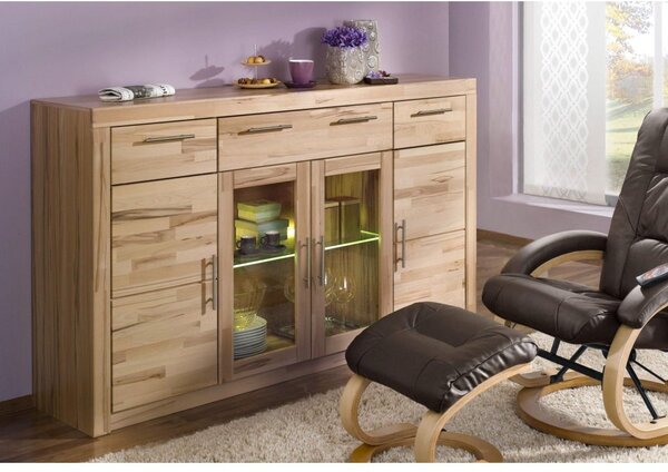 Prosklená komoda Highboard BUK masiv - STEFI