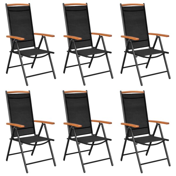 Skládací zahradní židle 6 ks textilen černé