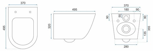 Sada: WC Závěsná mísa CARLO Flat + Závěsný Bidet CARLO MINI - Zlatá-bílá