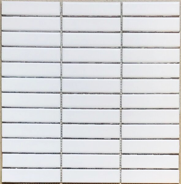 SP Obklad keramická bílá Mozaika Bílá matná 2510 2,3x9,8 (30,3x30,3) cm - BC612S