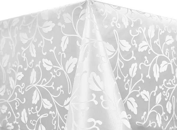 Luxusní ubrus PVC s textilním podkladem PEARL ZG-6262A, damaškový vzor, bílá, š.140cm (metráž)
