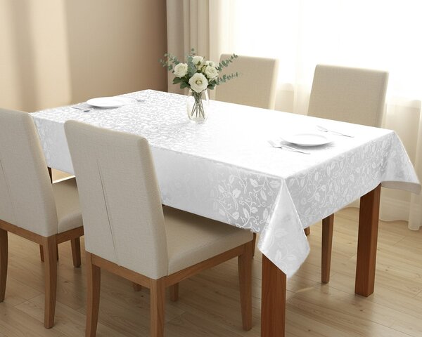 Luxusní ubrus PVC s textilním podkladem PEARL ZG-6262A, damaškový vzor, bílá, š.140cm (metráž)