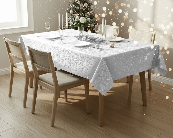 Luxusní ubrus PVC s textilním podkladem PEARL ZG-6262A, damaškový vzor, bílá, š.140cm (metráž)