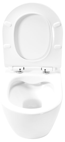 Rea Carter Rimless, závěsné WC mísa 490x370x325 mm + toaletní WC sedátko, bílá lesklá, REA-C1400