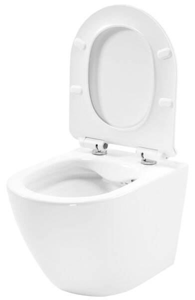 Rea Carter Rimless, závěsné WC mísa 490x370x325 mm + toaletní WC sedátko, bílá lesklá, REA-C1400