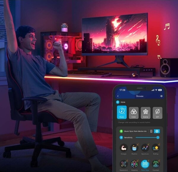 Govee - Neon LED podsvícení pro stůl 3m RGBIC Wi-Fi