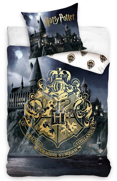 Jerry Fabrics Dětské povlečení HARRY POTTER CESTA DO BRADAVIC, šedo-žluté, bavlna hladká, 140x200cm + 70x90cm