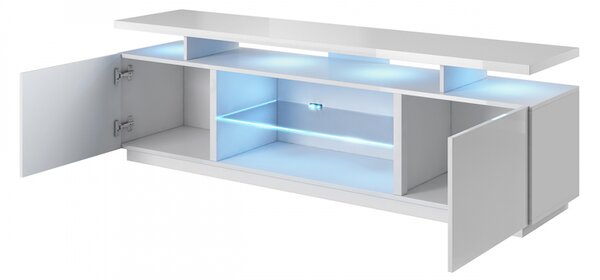 Televizní skříňka Aniceto, Osvětlení: osvětlení LED, Barva: černý / černý lesk 5903211054082