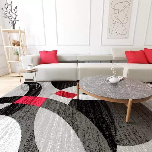 Makro Abra Kusový koberec moderní MAYA Z984B šedý červený Rozměr: 120x170 cm