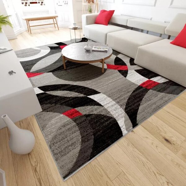 Makro Abra Kusový koberec moderní MAYA Z984B šedý červený Rozměr: 120x170 cm